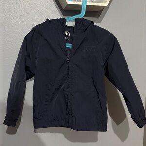 ZARA Blue Hooded Windbreaker Jacket, Nylon, Lightweight Spring Outerwear